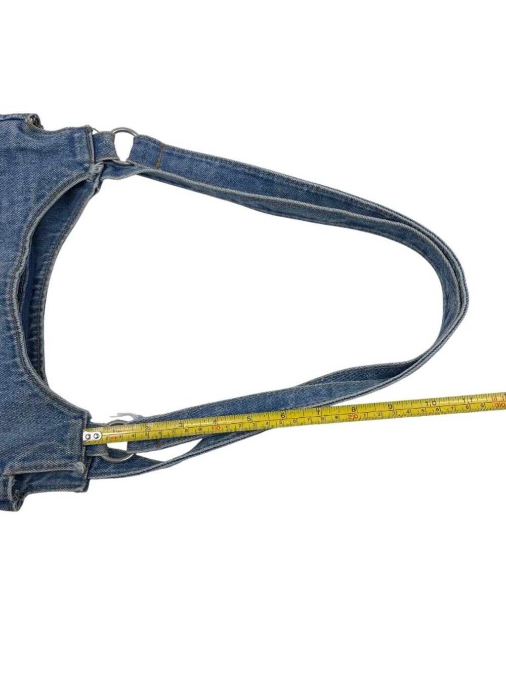 Denim Shoulder Bag With Floral Embroidery Blue Casual Everyday Tote - Picture 12 of 13